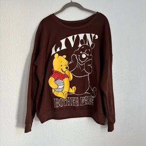Disney Brown Winnie the Pooh Graphic Pullover Sweatshirt Women's XXL